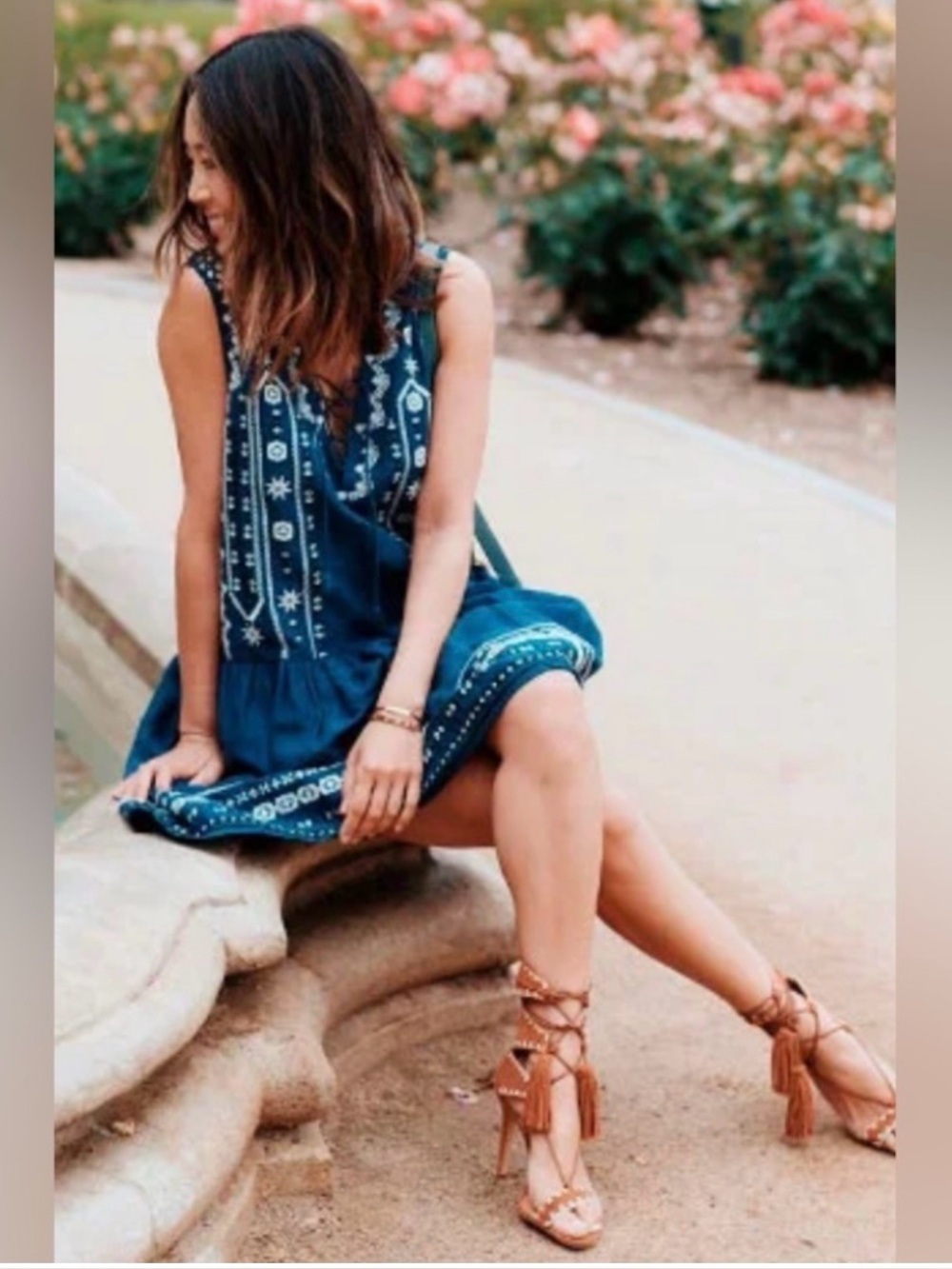 Sea Embroidered Sleeveless Dress